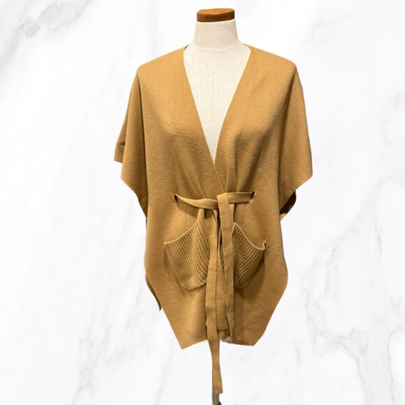 LOFT‎ Women's Oversized Camel Kimono Sleeve Open Cardigan w/Tie, Size XS/S - Picture 3 of 8